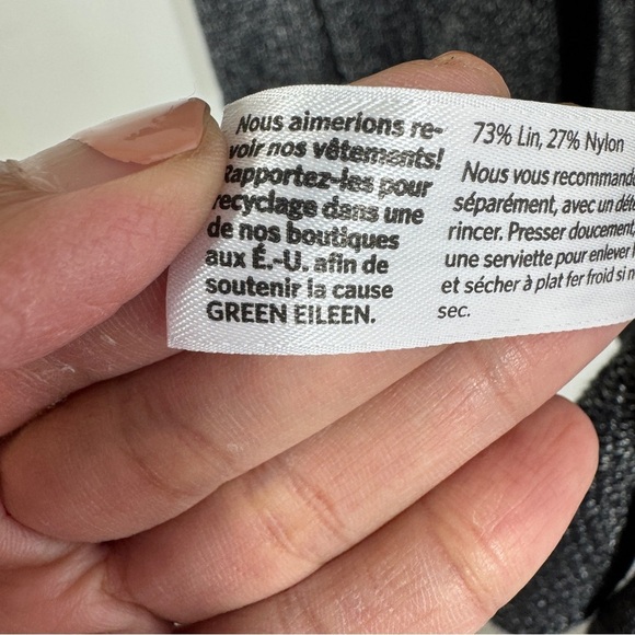 Eileen Fisher Gray Open Front Linen Blend Long Cardigan Sweater Minimalist - Picture 9 of 11